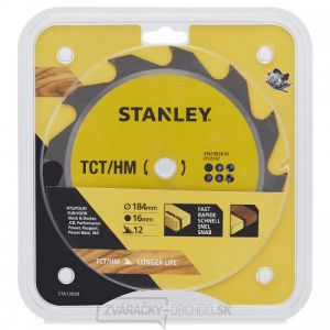Pilový kotúč TCT/HM na pozdĺžne rezy 184 x 16 mm, 12 zubov Stanley STA13020