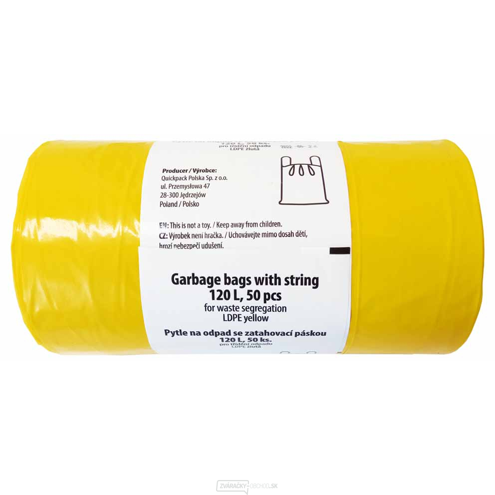 Vrecia odpadkové LDPE zaťahovacie 120L/50 ks 55x100cm - žlté