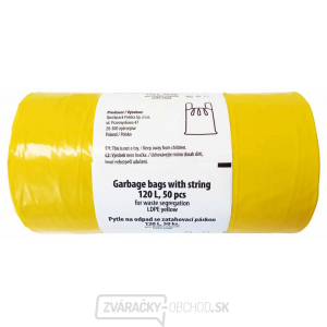 Vrecia odpadkové LDPE zaťahovacie 120L/50 ks 55x100cm - žlté gallery main image