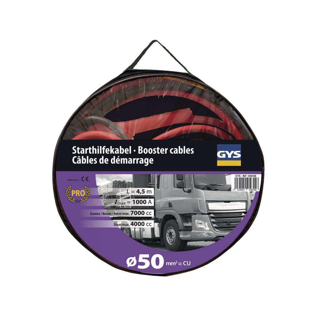 Štartovacie káble GYS 1000 A 50 mm2 - izolované svorky