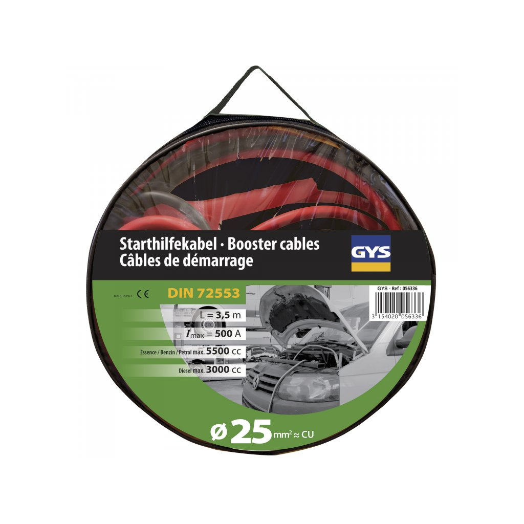 Štartovacie káble GYS 500A 25mm2 - izolované svorky