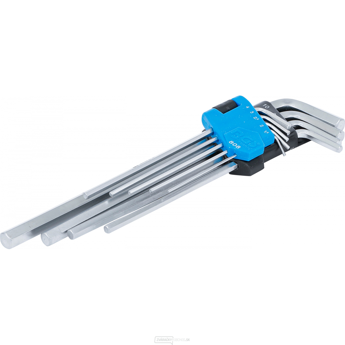 Súprava zahnutých kľúčov | veľmi dlhé | vnútorný šesťhran 1,5 - 10 mm | 9dielna BGS 808