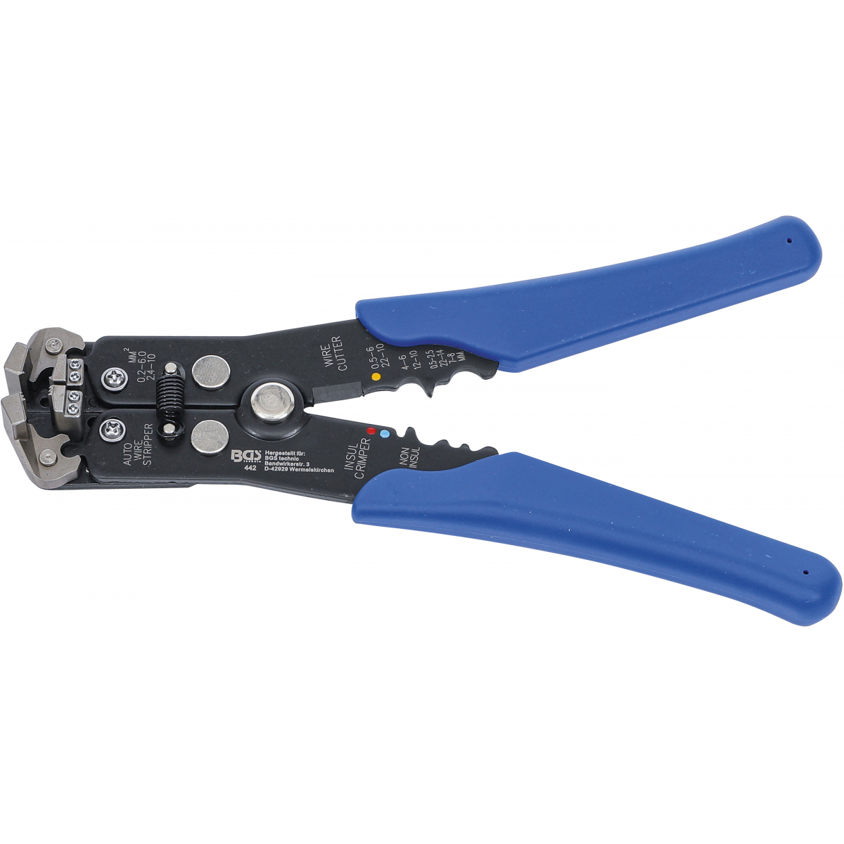Automatické odizolovacie kliešte | na Ø drôtu 0,13 - 6 mm² | 210 mm, BGS 442