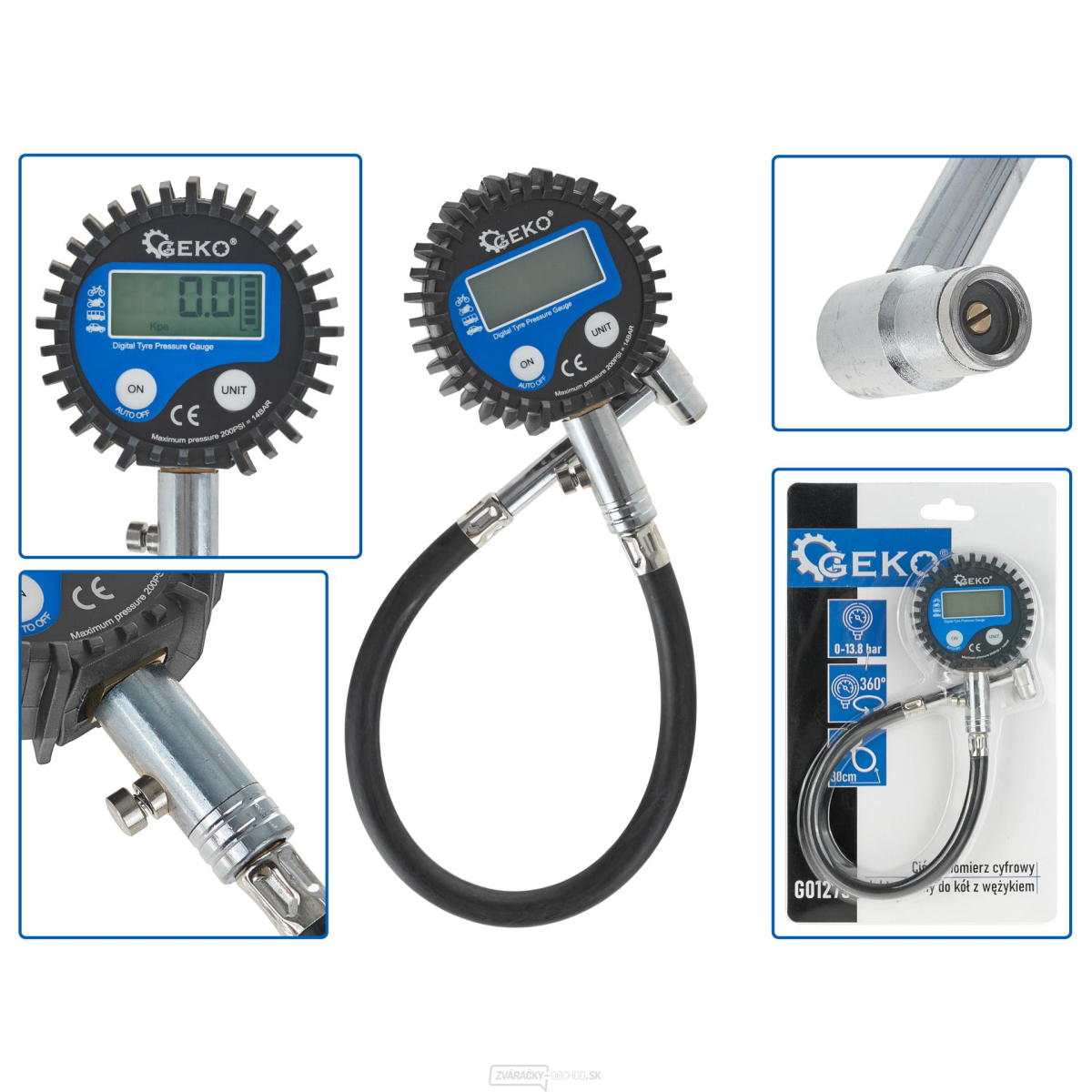Digitálny manometer - elektronický pre kolesá s hadičkou