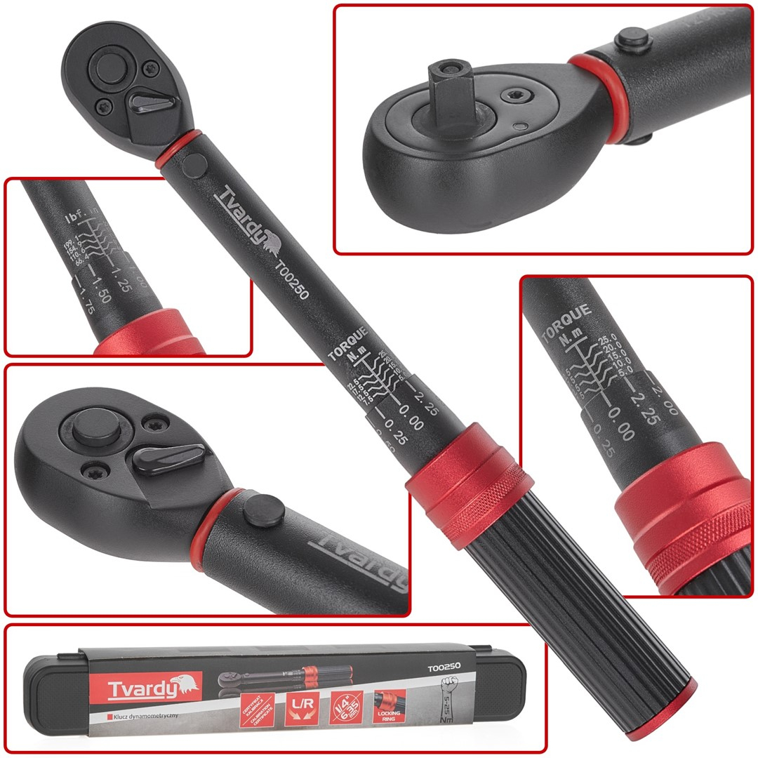 Momentový kľúč 1/4" 5-25Nm TVARDY