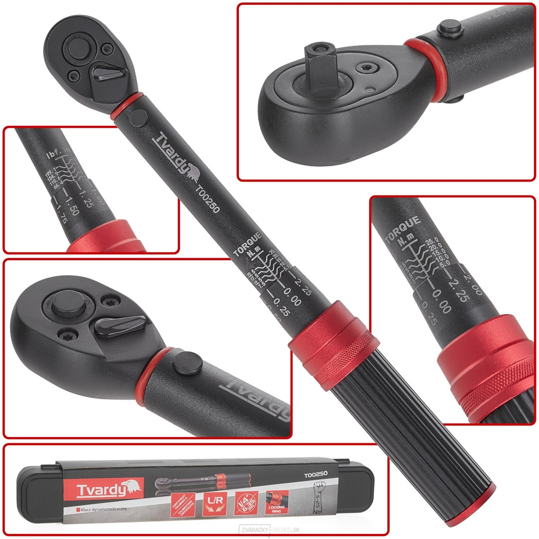 Momentový kľúč 1/4" 5-25Nm TVARDY