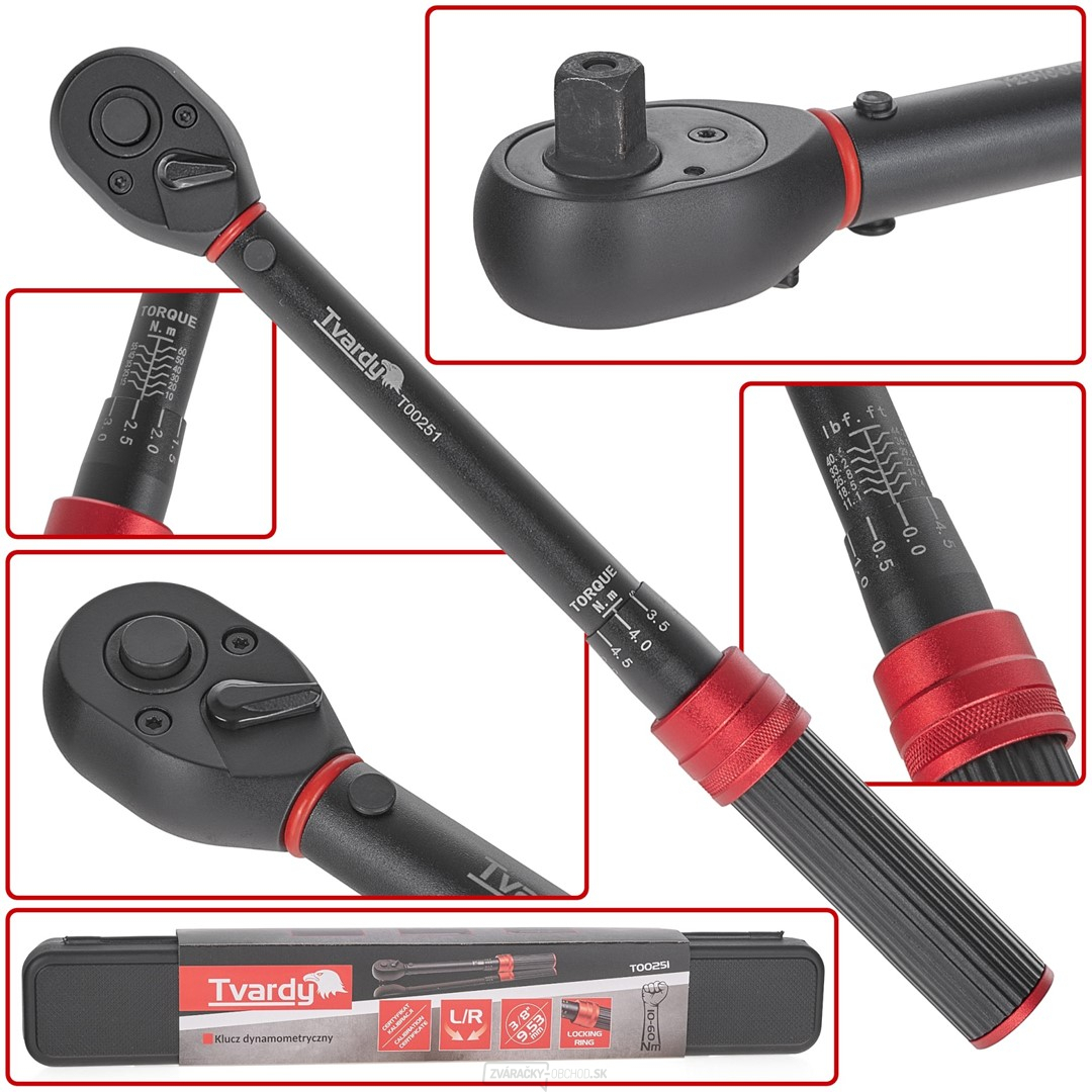 Momentový kľúč 3/8" 10-60mm TVARDY