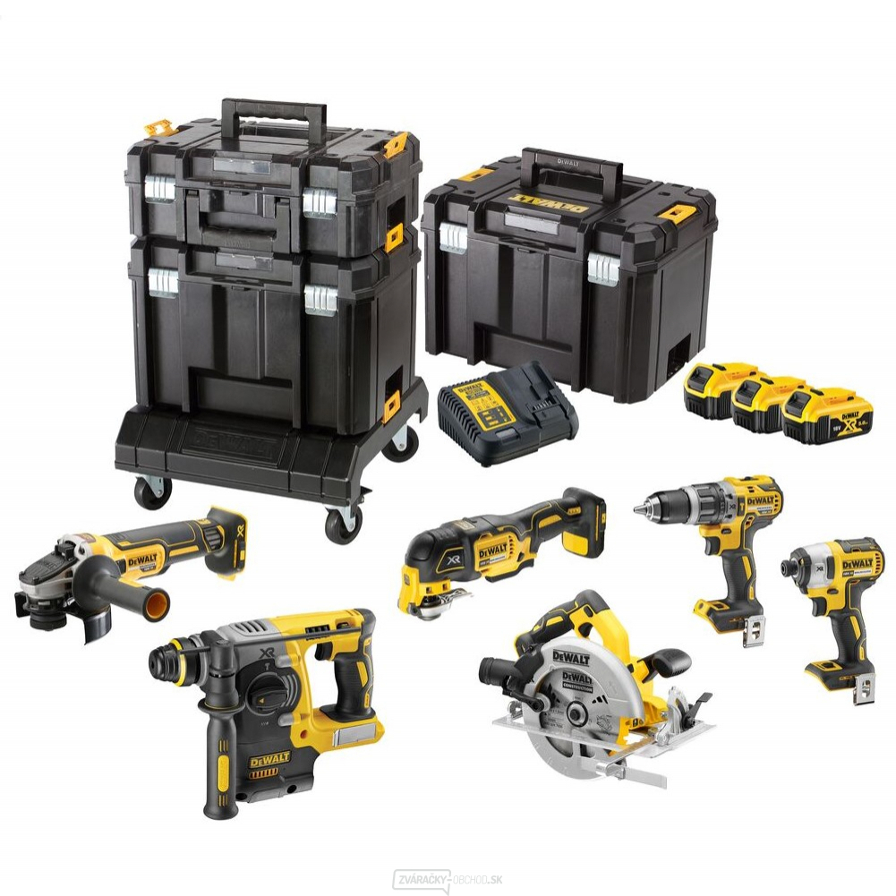 Dewalt Aku sada náradia DCK685P3T Vŕtačka + uťahovač + Komb Kladivo + Brúska + Kotúčová píla