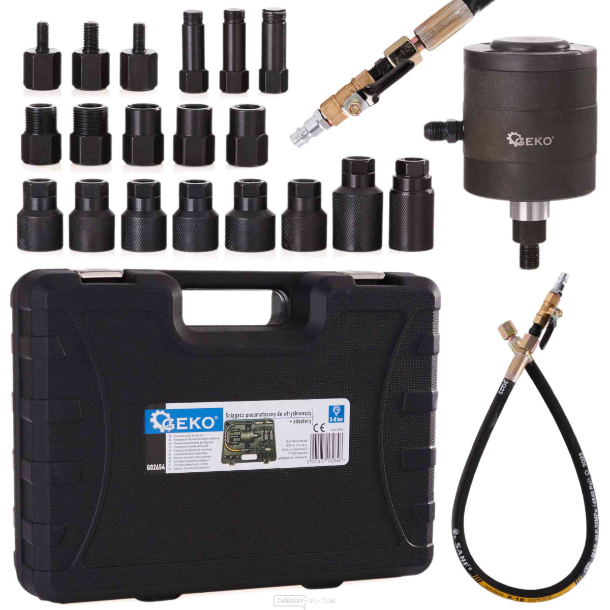 Pneumatický sťahovák vstrekovačov + adaptéry