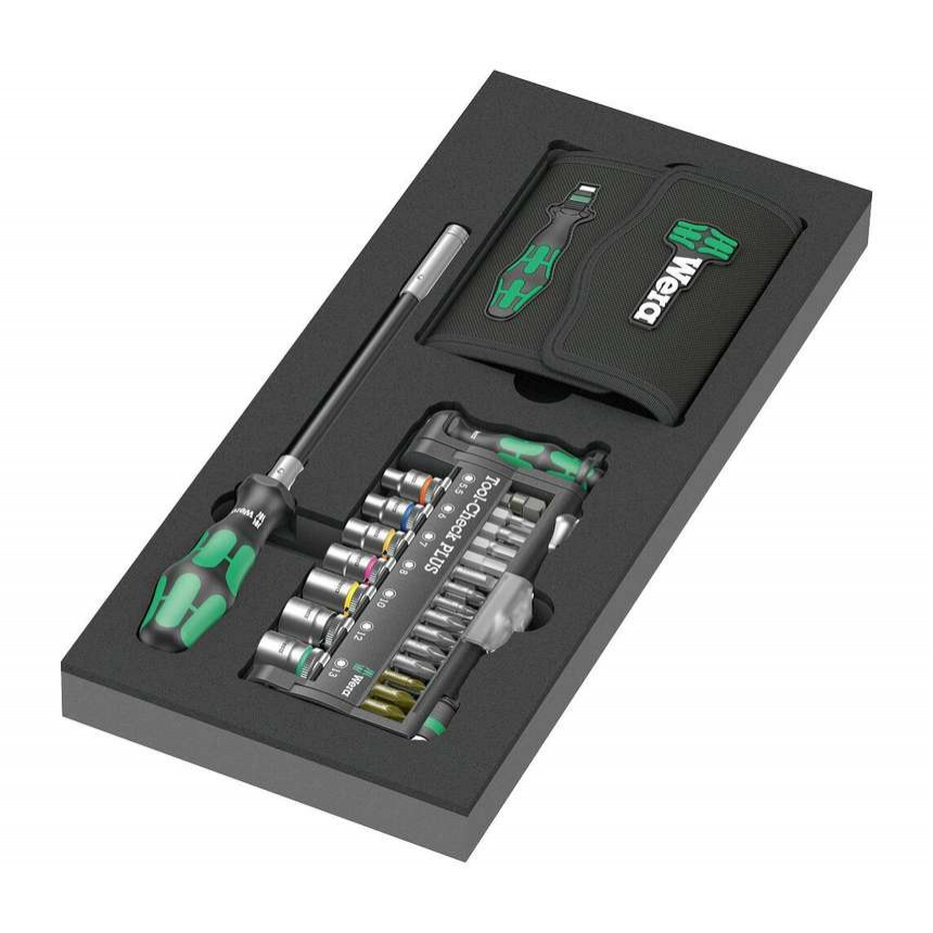 Wera 150150 Kraftform Kompakt a Tool-Check PLUS skrutkovacie bity s penovou vložkou typ 9750, sada 1 (sada 57 dielov)