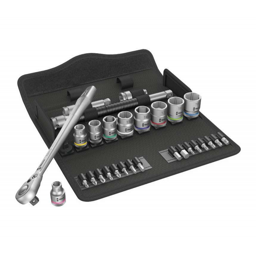 Wera 004048 Sada račne Zyklop Metal 8100 SB 8, upínacia časť 3/8, kĺbová páka (sada 29 dielov)