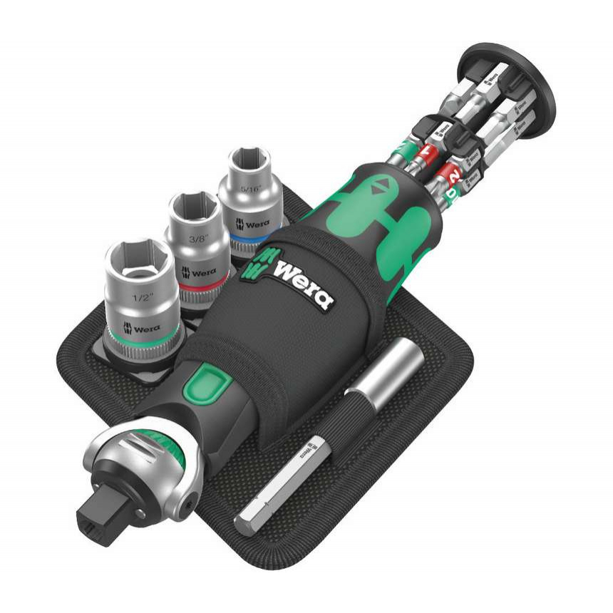 Wera 004283 Kompaktná račňa 8009 Zyklop Pocket Imperial Set 2 s bitmi a nástrčkami (palcová sada 18 kusov)