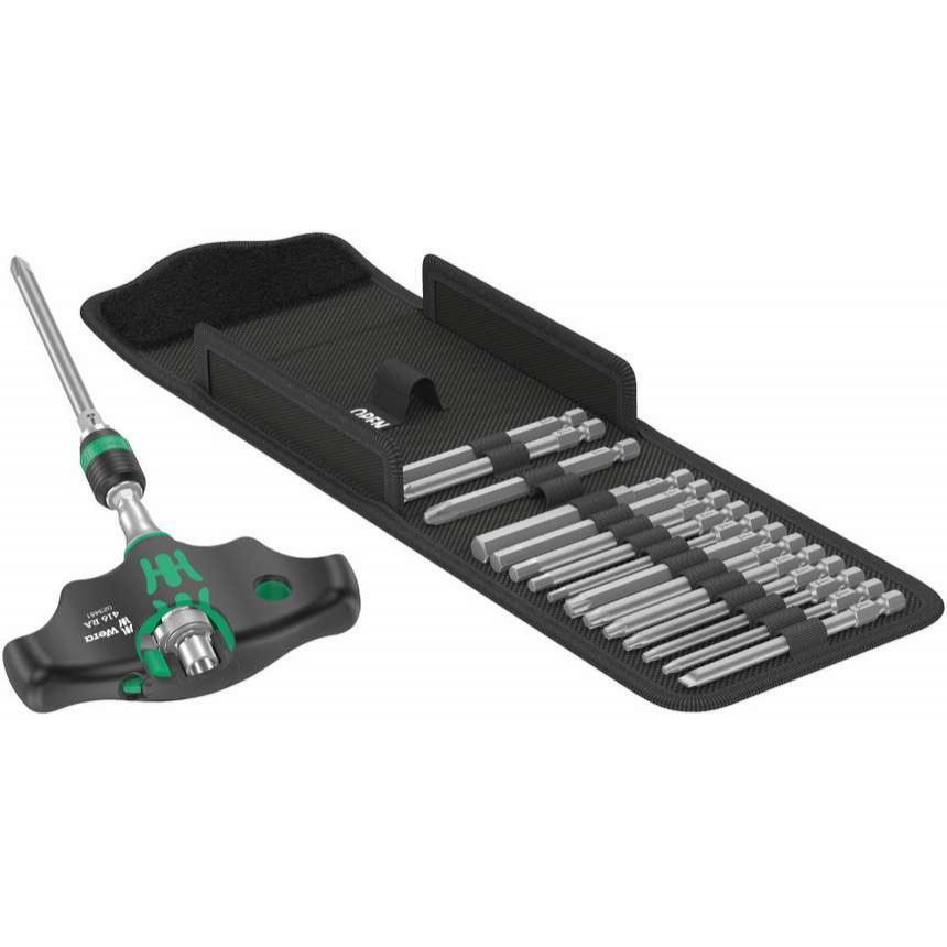 Wera 023471 Skrutkovacie bity s T-rukoväťou Kraftform Kompakt 400 RA Set 1 (sada 17 dielov)