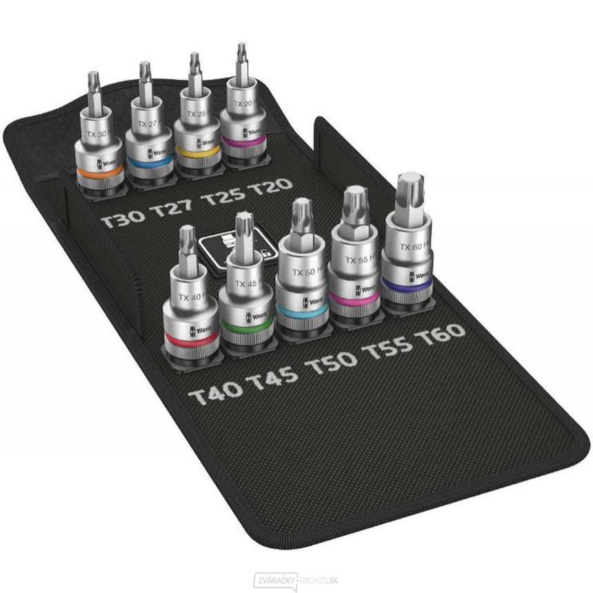 Wera 004202 Zyklop 1/2" nástrčné hlavice Torx 8767 C TORX HF 1 s funkciou držania (sada 9 dielov)
