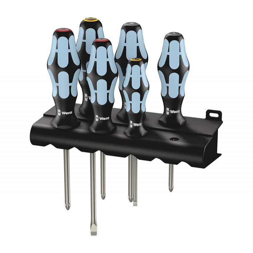 Wera 032063 Sada skrutkovačov Kraftform Plus 3334/3350/3355/6, nerezová oceľ, profil Lasertip (6 kusov + stojan)