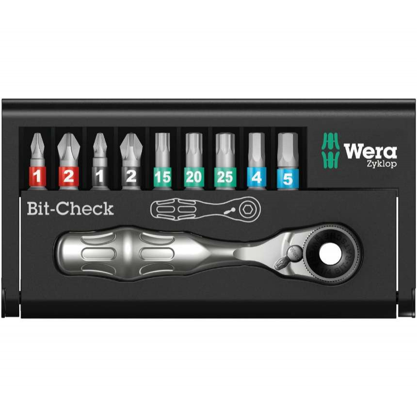 Wera 057418 Bit a račňa 1/4" Bit-Check 10 Zyklop Mini BiTorsion 1 (sada 10 ks)
