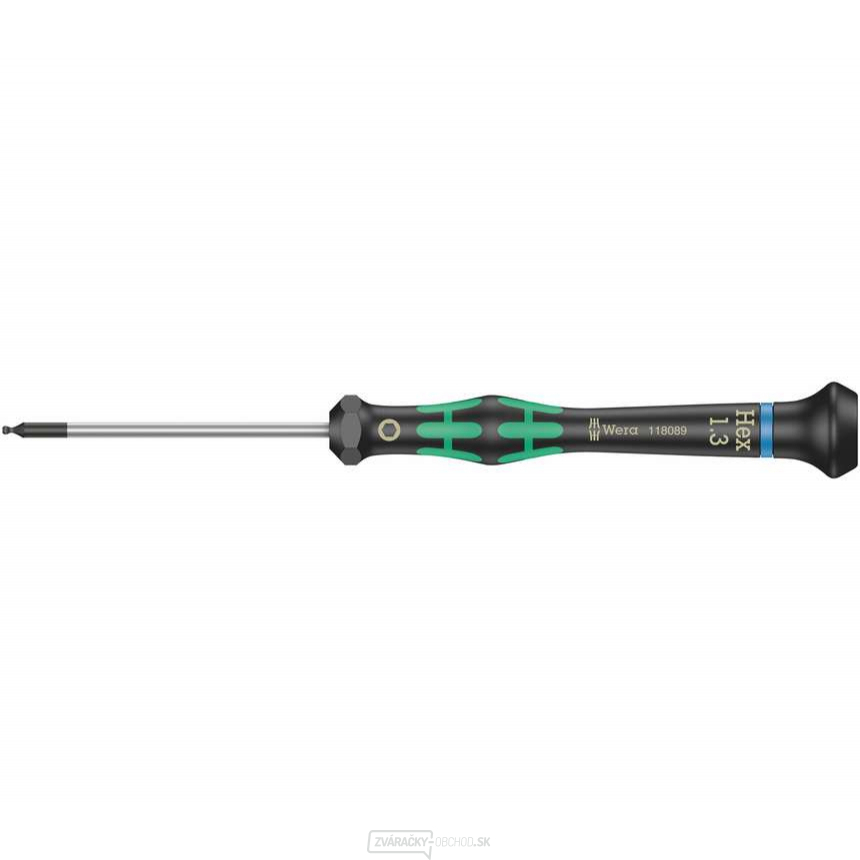 Wera 118089 Šesťhranný skrutkovač 1,3x60 mm s guľovou hlavou na použitie v elektronike Kraftform Micro typ 2052