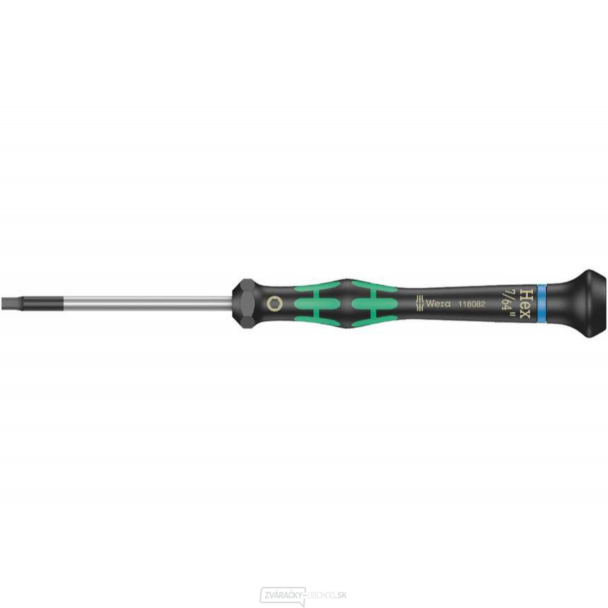 Wera 118106 Šesťhranný skrutkovač 7/64 "x60 mm s guľovou hlavou na použitie v elektronike Kraftform Micro typ 2052, palec