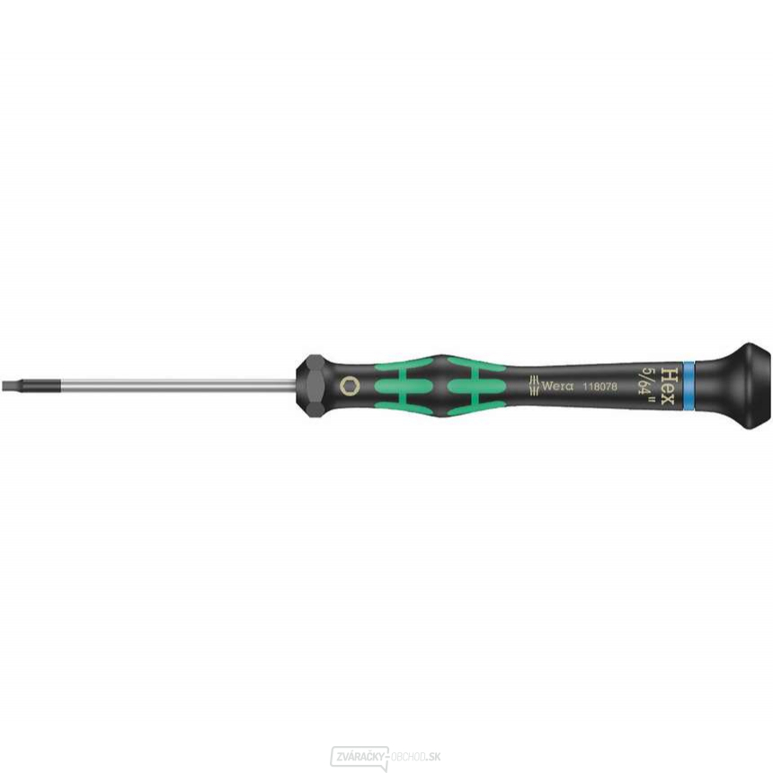 Wera 118100 Šesťhranný skrutkovač 5/64 "x60 mm s guľovou hlavou na použitie v elektronike Kraftform Micro typ 2052, palec