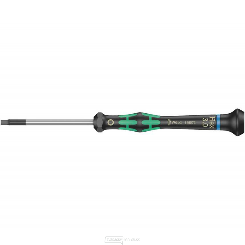 Wera 118096 Šesťhranný skrutkovač 3x60 mm s guľovou hlavou na použitie v elektronike Kraftform Micro typ 2052