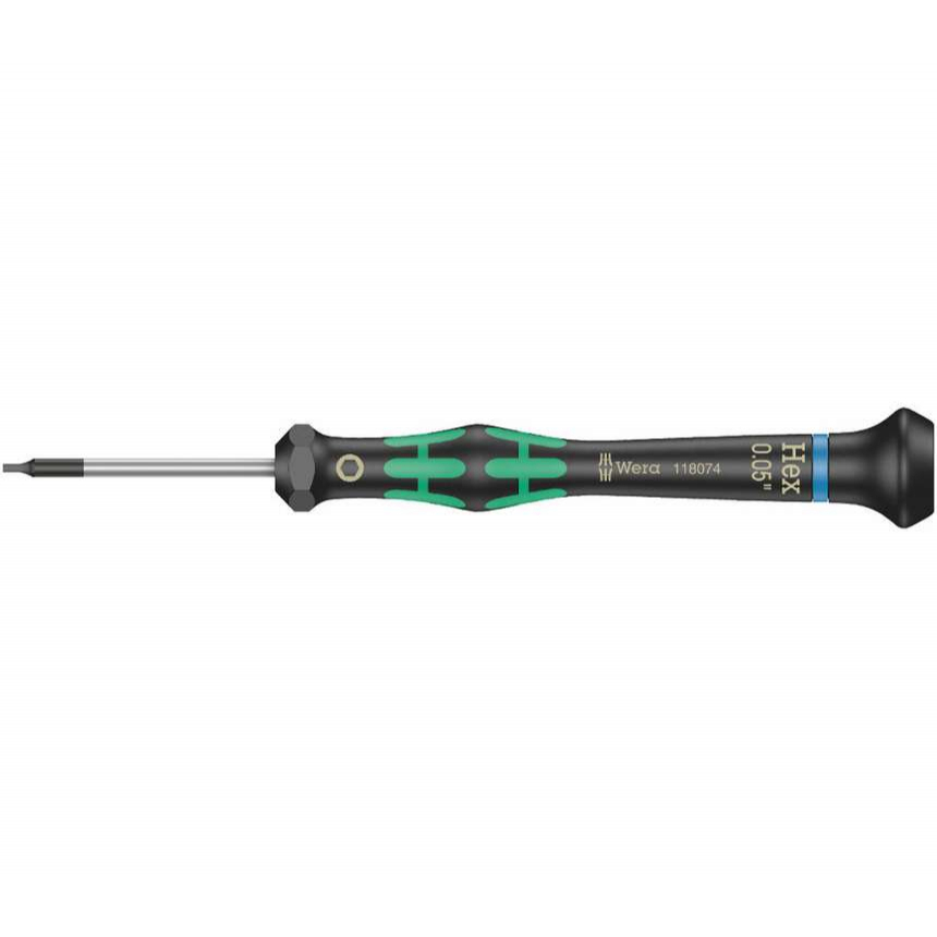 Wera 118074 Šesťhranný skrutkovač 0,05 "x40 mm na použitie v elektronike Kraftform Micro typ 2054, palec