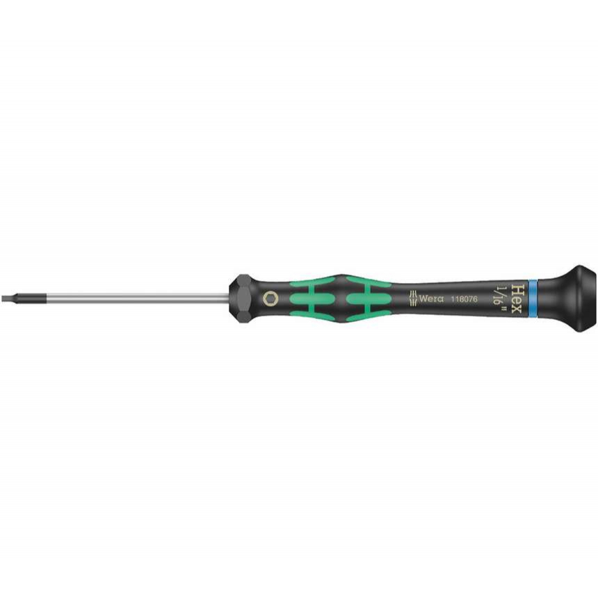 Wera 118076 Šesťhranný skrutkovač 1/16 "x60 mm na použitie v elektronike Kraftform Micro typ 2054, palec