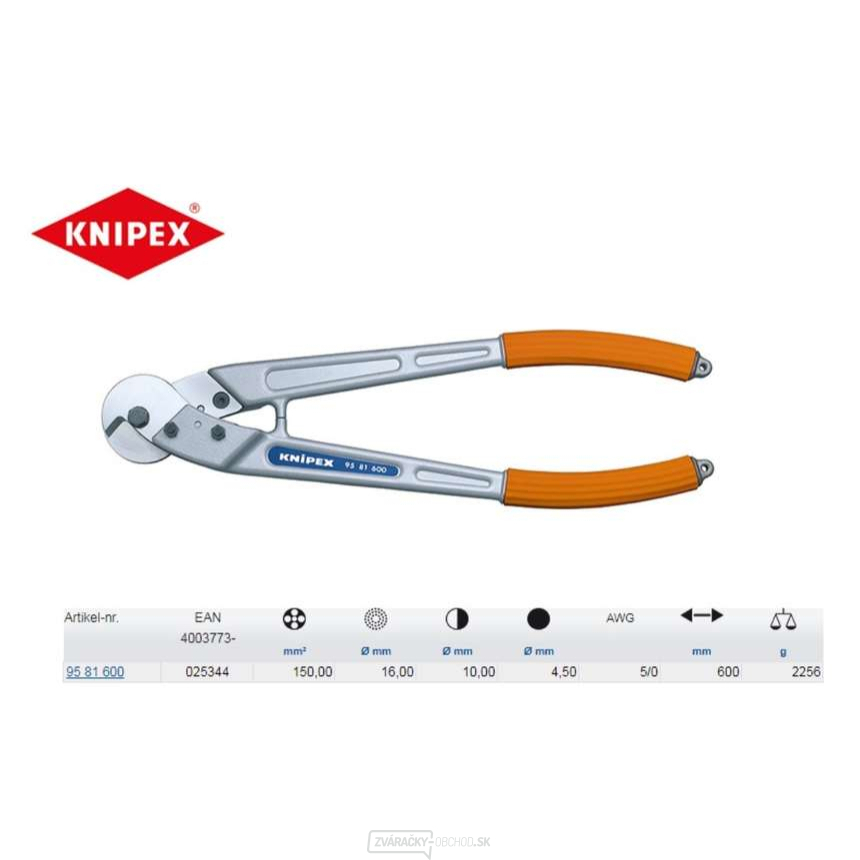 Nožnice na drôty, laná, káble a kmene 600 mm KNIPEX 95 81 600 - leštené, plastové puzdrá Nožnice na drôty, laná, káble a kmene 600 mm KNIPEX 95 81 600 - leštené, plastové puzdrá gallery main image