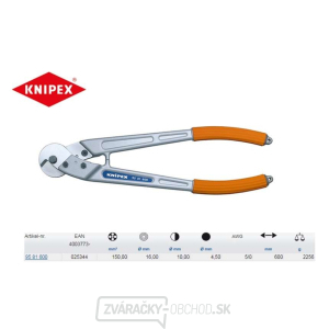 Nožnice na drôty, laná, káble a kmene 600 mm KNIPEX 95 81 600 - leštené, plastové puzdrá gallery main image