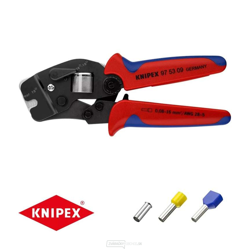 Samonastavovacie kliešte 190 mm KNIPEX 97 53 09 - na lisovanie káblových koncoviek