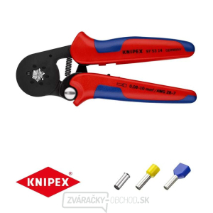Samonastavovacie kliešte 180 mm KNIPEX 97 53 14 - na lisovanie káblových koncoviek. Pochrómované, plastové objímky Samonastavovacie kliešte 180 mm KNIPEX 97 53 14 - na lisovanie káblových koncoviek. Pochrómované, plastové objímky gallery main image