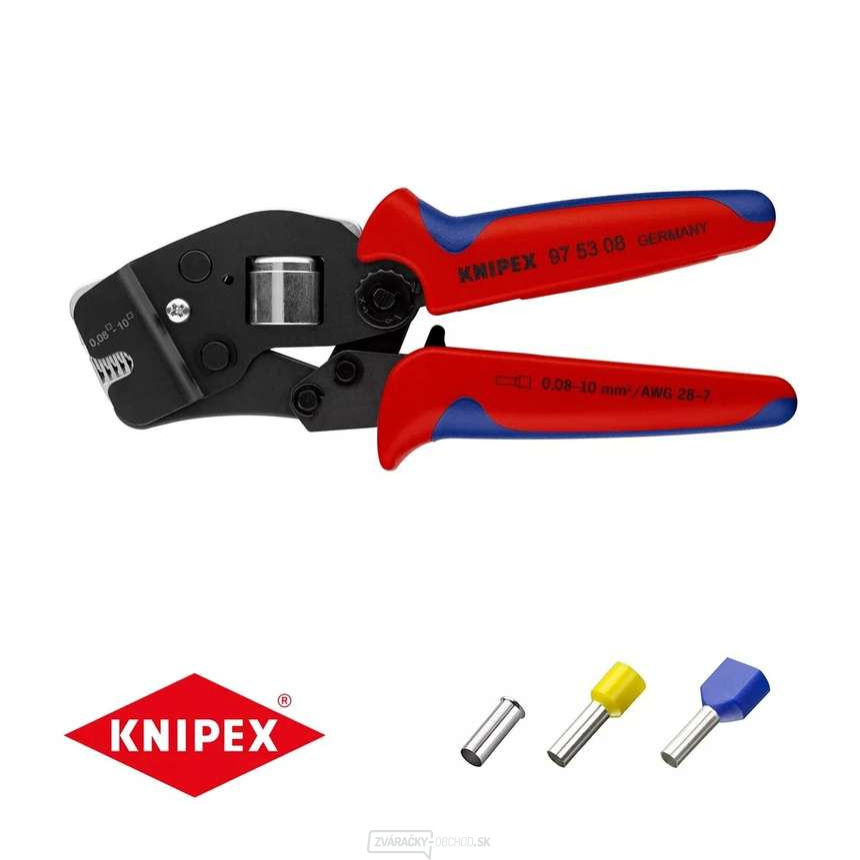 Samonastavovacie kliešte 190 mm KNIPEX 97 53 08 - na lisovanie káblových koncoviek