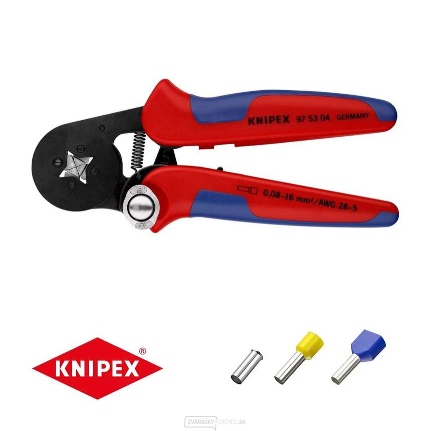 Samonastavovacie kliešte 180 mm KNIPEX 97 53 04 - na lisovanie káblových koncoviek Samonastavovacie kliešte 180 mm KNIPEX 97 53 04 - na lisovanie káblových koncoviek gallery main image