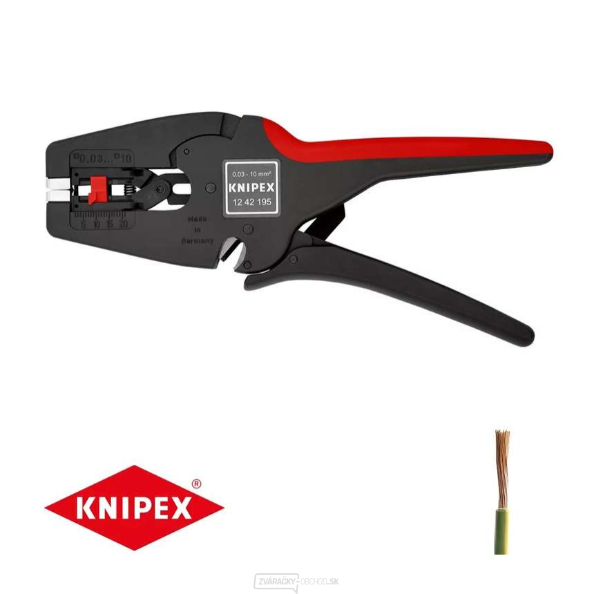 Univerzálne odizolovacie kliešte "MULTISTRIP 10" 195 mm. KNIPEX 12 42 195 - leštená hlava, viaczložkové puzdrá