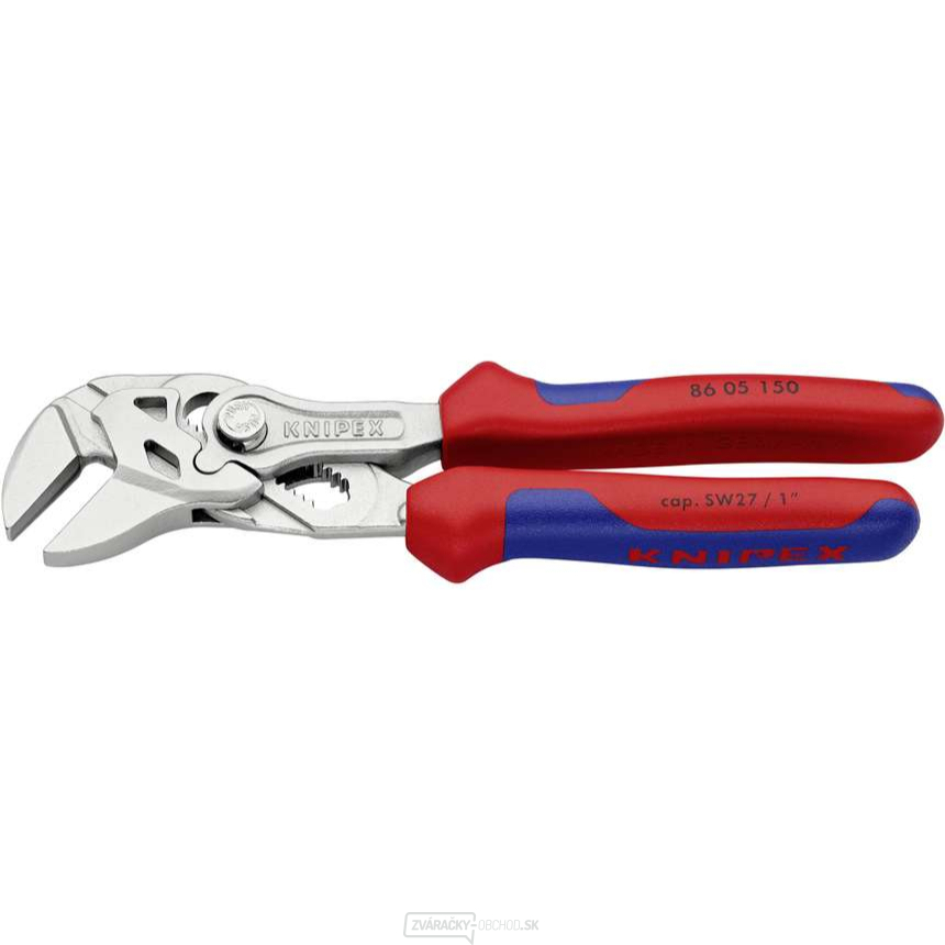 Kliešte, kliešťový kľúč 150 mm, Knipex 86 05 150 - chrómované, viackomponentné rukoväte