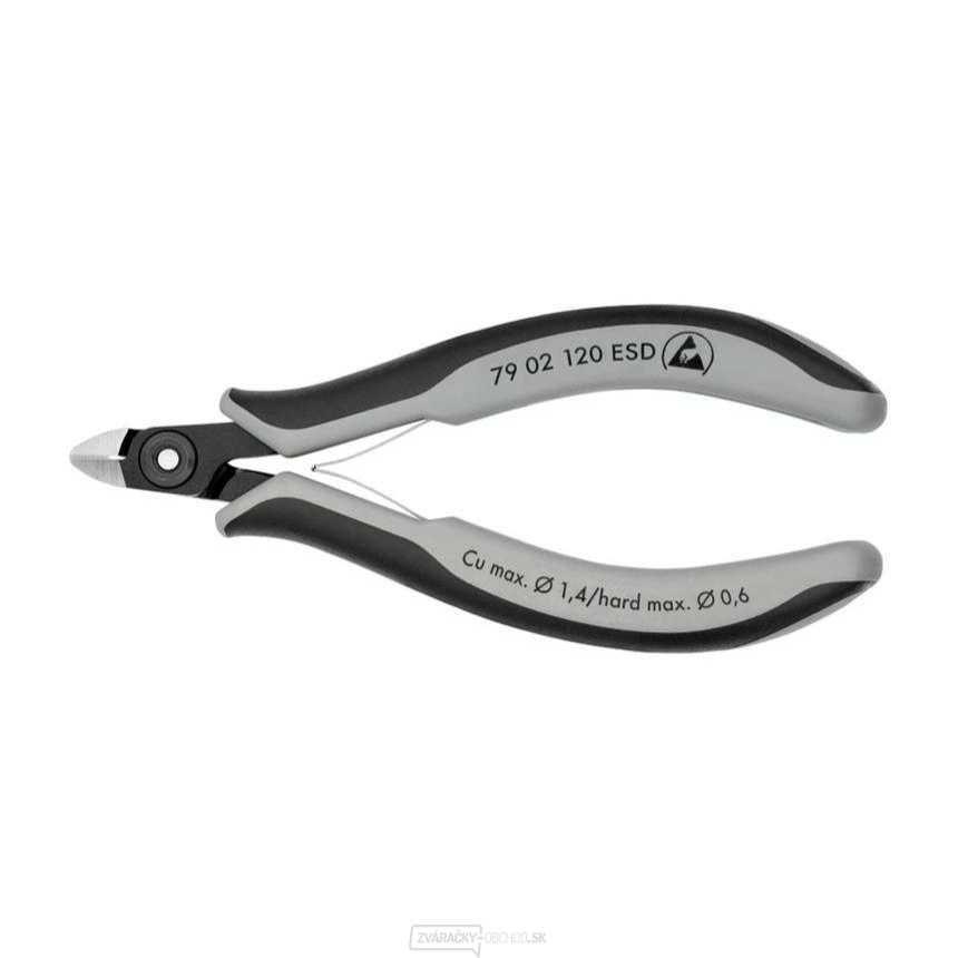 Presné bočné nožnice na elektroniku 120 mm Knipex 79 02 120 ESD - leštená hlava, viaczložkové puzdrá