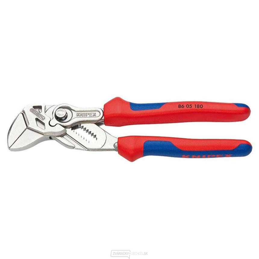 Kliešte, kliešťový kľúč 180 mm, Knipex 86 05 180 - chrómované, viaczložkové puzdrá