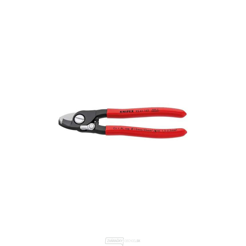 Káblové nožnice 165 mm KNIPEX 95 41 165 - tvrdené kliešte, odizolovanie s plastovými puzdrami Káblové nožnice 165 mm KNIPEX 95 41 165 - tvrdené kliešte, odizolovanie s plastovými puzdrami gallery main image