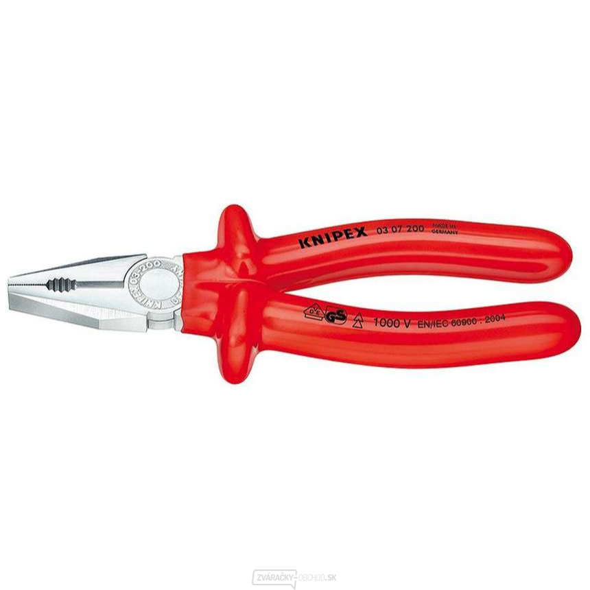 Kombinované kliešte 250 mm - 1000 V. KNIPEX 03 07 250 - chrómované, VDE - izolácia ponorením do kúpeľa