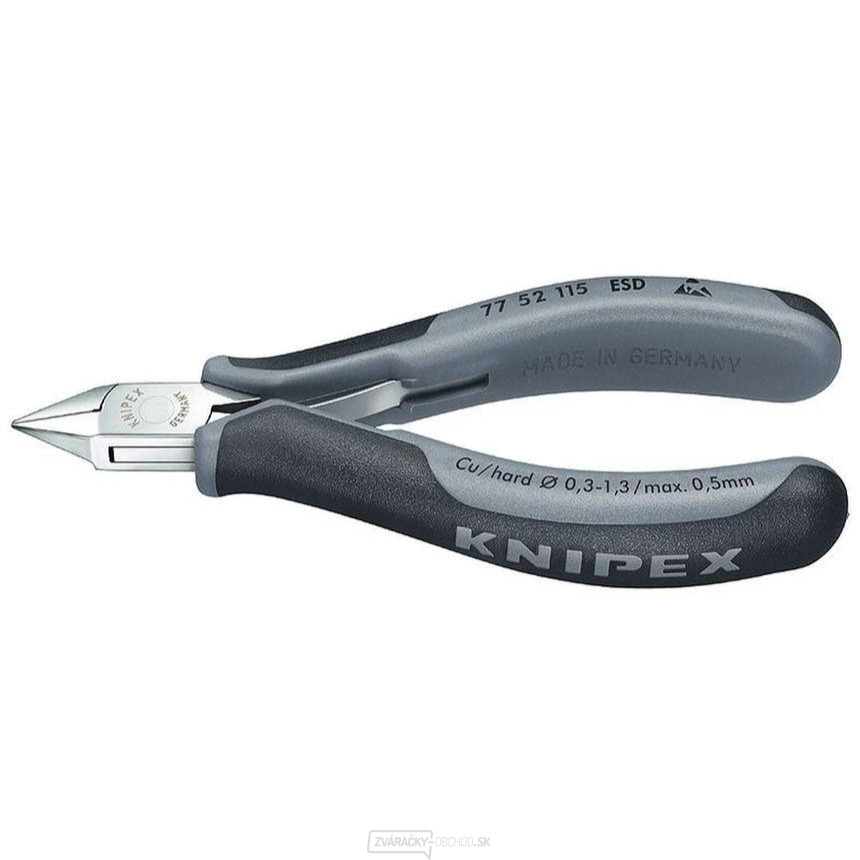 Bočné frézy na elektroniku 115 mm KNIPEX 77 52 115 ESD - leštená hlava, viaczložkové puzdrá