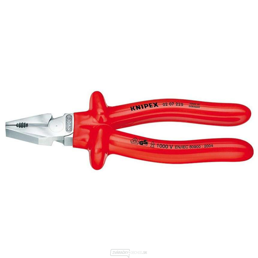 Silové kombinované kliešte 225 mm - VDE 1000V. KNIPEX 02 07 225 - chrómované, izolované proti ponoreniu