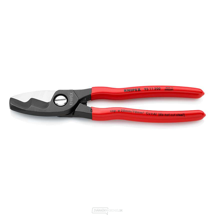 Káblové nožnice 200 mm KNIPEX 95 11 200 - leštená hlava, plastové puzdrá