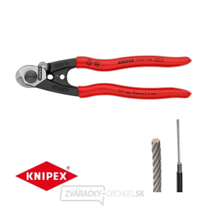 Nožnice na drôt a lano 190 mm KNIPEX 95 61 190 - leštená hlava, plastové puzdrá Nožnice na drôt a lano 190 mm KNIPEX 95 61 190 - leštená hlava, plastové puzdrá gallery main image