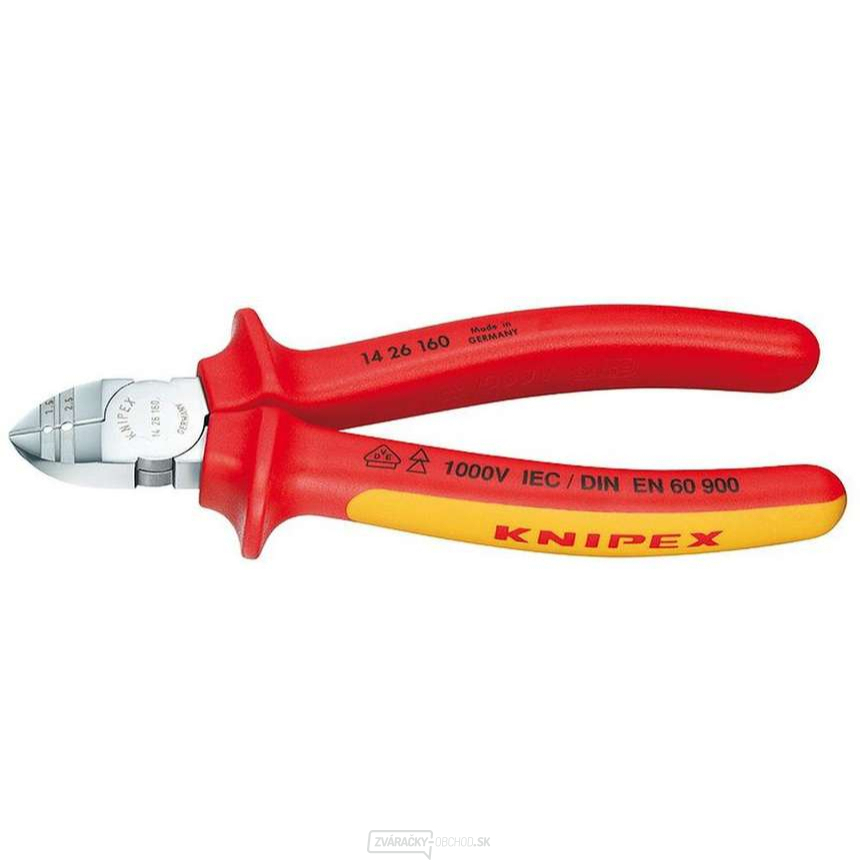 Bočné štiepacie kliešte 160 mm VDE KNIPEX 14 26 160 - chrómované, viaczložkové puzdrá