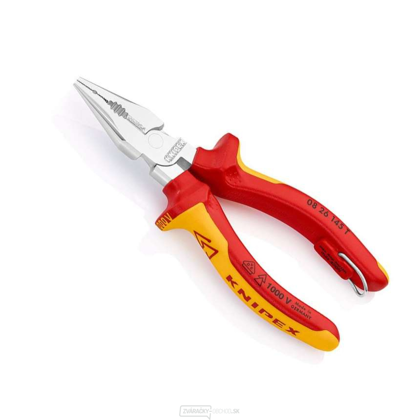 Úzke kombinované kliešte 145 mm s upevňovacím okom Knipex 08 26 145 T BK VDE