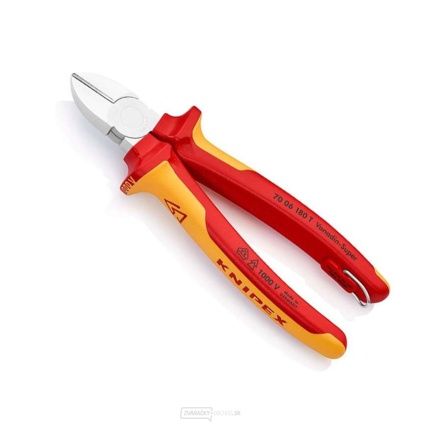 Bočné frézy s predĺženým ostrím Knipex 70 06 180 T - chrómované, viaczložkové VDE puzdrá (180 mm)