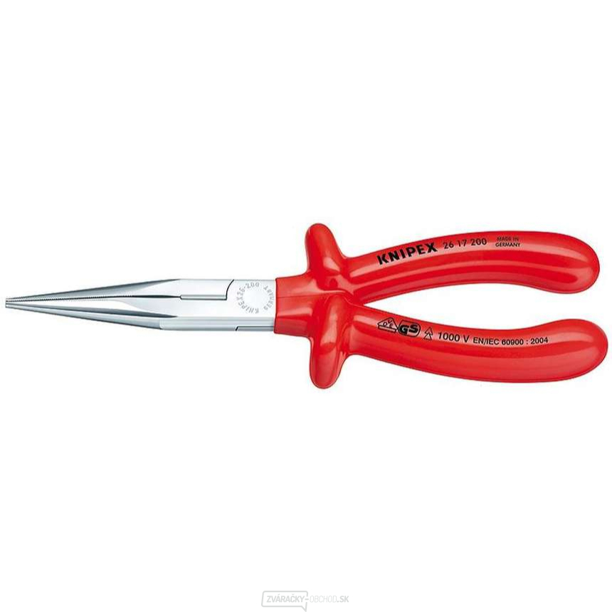 Polkruhové kliešte s čepeľami (so zobákom) 200 mm - 1000 V.  KNIPEX 26 17 200 - chrómované, izolované VDE