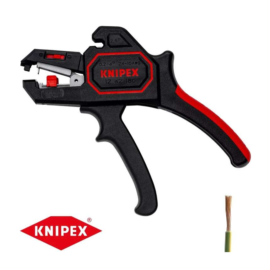 Samonastavovacie kliešte na odizolovanie 180 mm. KNIPEX 12 62 180 - leštená hlava, viaczložkové puzdrá 12 62 180