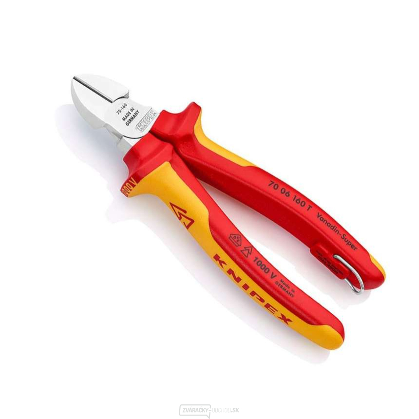 Bočné frézy s predĺženým ostrím Knipex 70 06 160 T - chrómované, viaczložkové VDE puzdrá (160 mm)