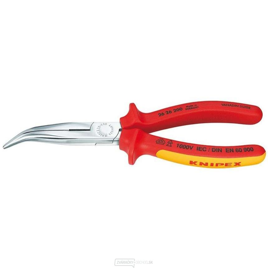 Polkruhové kliešte s čepeľami (so zobákom) 200 mm KNIPEX 26 26 200 - 1000V. Pochrómované, viackomponentné objímky VDE