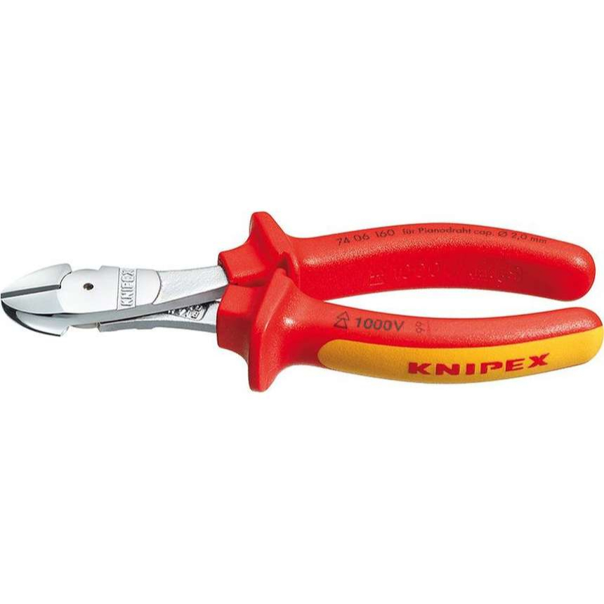 Výkonné bočné frézy 160 mm - 1000 V. KNIPEX 74 06 160 - chrómované, viaczložkové VDE puzdrá